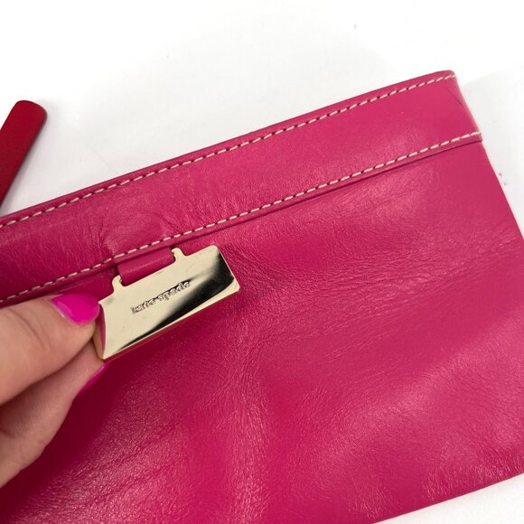 Kate Spade Pink Leather Wristlet Barbie Pink Polka Dot Lining - Picture 5 of 8